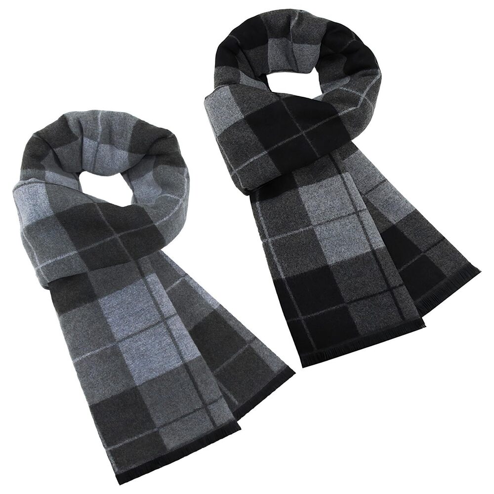2408 2 Pack Winter Scarf, Soft Warm Cashmere Feel Winter Scarf Black Grey